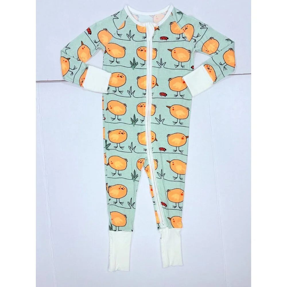 NWOT Bamboo Spring Chick Ladybug Print Convertible Zippered Sleeper 12-18m